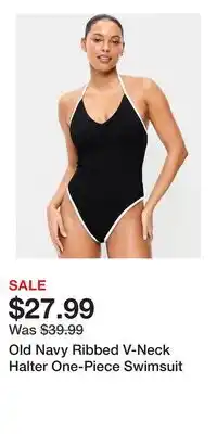 Old Navy Old Navy Ribbed V-Neck Halter One-Piece Swimsuit offer