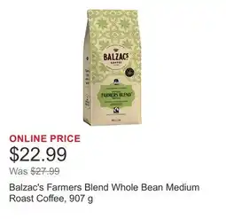 Costco Balzac's Farmers Blend Whole Bean Medium Roast Coffee offer