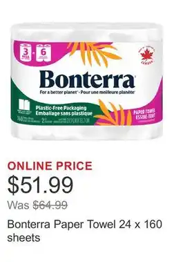 Costco Bonterra Paper Towel 24 x 160 sheets offer