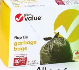 Giant Tiger Giant Value garbage bags offer