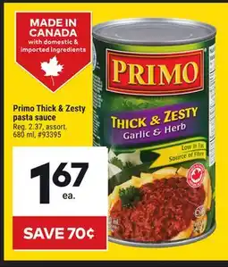 Giant Tiger Primo Thick & Zesty pasta sauce offer