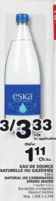 Marches Tradition ESKA NATURAL OR CARBONATED SPRING WATER offer