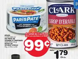 Marches Tradition CLARK (398 mL) PARIS PÂTÉ (78 g) BEANS OR OR MEAT SPREAD offer