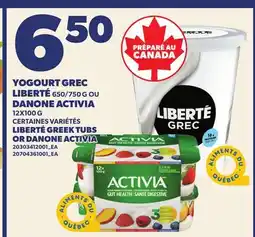 Provigo YOGOURT GREC LIBERTÉ, 650/750 G OU DANONE ACTIVIA offer