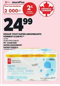 Provigo PC CLUB SIZE SUPER ABSORBENT PAPER TOWELS, 12 UN offer