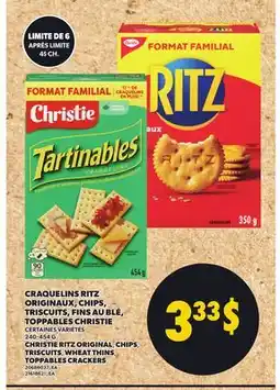 Provigo CHRISTIE RITZ ORIGINAL CHIPS, TRISCUITS, WHEAT THINS, TOPPABLES CRACKERS offer
