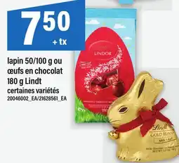 Maxi LAPIN 50/100 G OU ŒUFS EN CHOCOLAT, 180 G LINDT offer