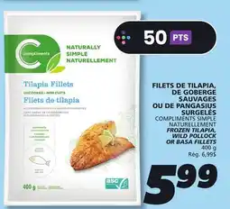 IGA COMPLIMENTS SIMPLE FROZEN TILAPIA, WILD POLLOCK OR BASA FILLETS offer