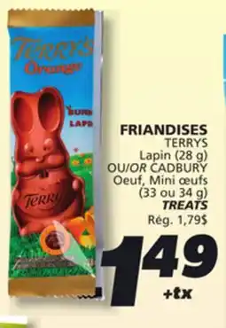 IGA TERRYS Lapin (28 g) OR CADBURY Oeuf, Mini oeufs (33 ou 34 g) TREATS offer