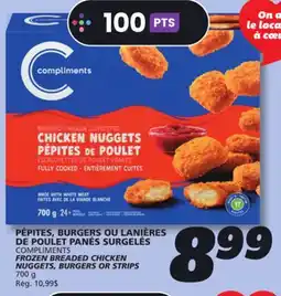 IGA COMPLIMENTS FROZEN BREADED CHICKEN NUGGETS, BURGERS OR STRIPS offer