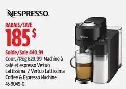 Canadian Tire Nespresso Vertuo Lattissima Coffee & Espresso Machine offer