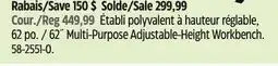 Canadian Tire 62˝ Multi-Purpose Adjustable-Height Workbench offer