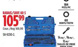 Canadian Tire Mastercraft Socket Set, 184-pc, SAE / Metric, CRV, Nickel-Chrome Plating offer