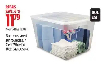 Canadian Tire Clear Wheeled Tote offer