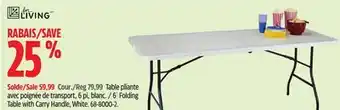 Canadian Tire 6´ Folding Table with Carry Handle, White offer