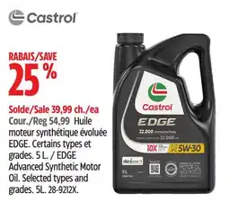 Canadian Tire Castrol EDGE Advanced Synthetic Motor Oil offer