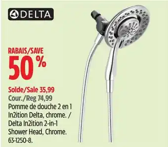 Canadian Tire Delta In2ition 2-in-1 Shower Head, Chrome offer