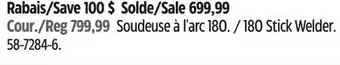 Canadian Tire 180 Stick Welder offer