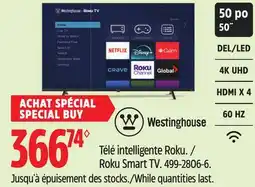 Canadian Tire Westinghouse Roku Smart TV offer