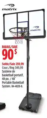 Canadian Tire Matrix 48˝ Portable Basketball System offer