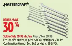 Canadian Tire Mastercraft Combination Wrench Set offer