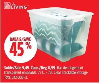 Canadian Tire type A 72L Clear Stackable Storage Tote offer