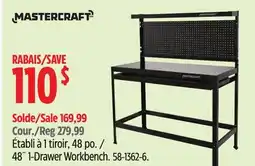 Canadian Tire Mastercraft 48˝ 1-Drawer Workbench offer