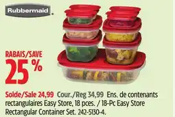 Canadian Tire Rubbermaid 18-Pc Easy Store Rectangular Container Set offer