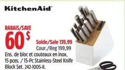 Canadian Tire KitchenAid 15-Pc Stainless-Steel Knife Block Set offer