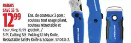 Canadian Tire Mastercraft 3-Pc Cutting Set: Folding Utility Knife, Retractable Safety Knife & Scraper offer