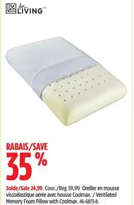 Canadian Tire Ventilated Memory Foam Pillow with Coolmax offer