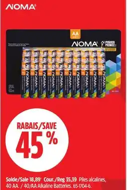 Canadian Tire 40/AA Alkaline Batteries offer