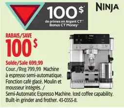 Canadian Tire Semi-Automatic Espresso Machine offer