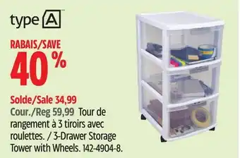 Canadian Tire 3-Drawer Storage Tower with Wheels offer
