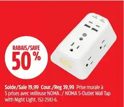 Canadian Tire NOMA 5-Outlet Wall Tap with Night Light offer
