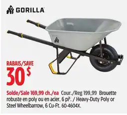 Canadian Tire Heavy-Duty Poly or Steel Wheelbarrow, 6Cu-Ft offer