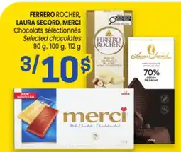 Uniprix FERRERO ROCHER, LAURA SECORD, MERCI Chocolats sélectionnés / Selected chocolates offer