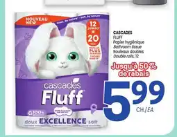 Uniprix CASCADES FLUFF Papier hygiénique Bathroom tissue/Rouleaux doubles Double rolls offer