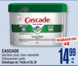 Jean Coutu CASCADE Dishwasher pods offer