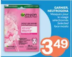 Brunet GARNIER, NEUTROGENA Masques pour le visage sélectionnés offer