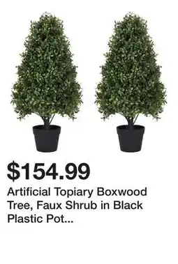 Wayfair Artificial Topiary Boxwood Tree, Faux Shrub in Black Plastic Pot (Set of 2) offer