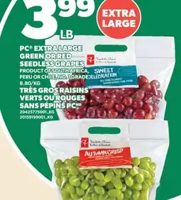Valu-mart TRÈS GROS RAISINS VERTS OU ROUGES SANS PÉPINS PCMD offer