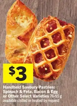 Foodland Handheld Savoury Pastries: Spinach & Feta, Bacon & Egg or Other Select Varieties offer