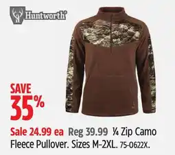 Canadian Tire 1⁄4 Zip Camo Fleece Pullover offer