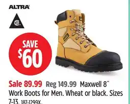 Canadian Tire Altra Maxwell 8˝ Work Boots for Men offer