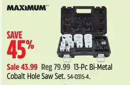 Canadian Tire MAXIMUM 13-Pc Bi-Metal Cobalt Hole Saw Set offer