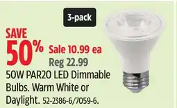 Canadian Tire Noma 50W PAR20 LED Dimmable Bulbs offer