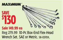 Canadian Tire Maximum 10-Pc Box-End Flex-Head Wrench Set offer