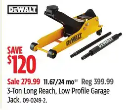 Canadian Tire DEWALT 3-Ton Long Reach, Low Profile Garage Jack offer
