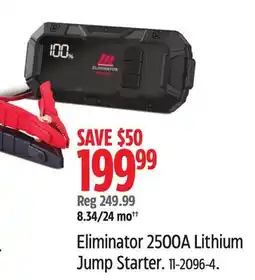Canadian Tire MotoMaster Eliminator 2500A Lithium Jump Starter offer